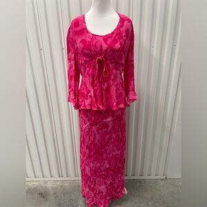 Vintage Pink Floral Slip Dress Cardigan Set 6 90s Sheer Phoebe Buffay Fairycore